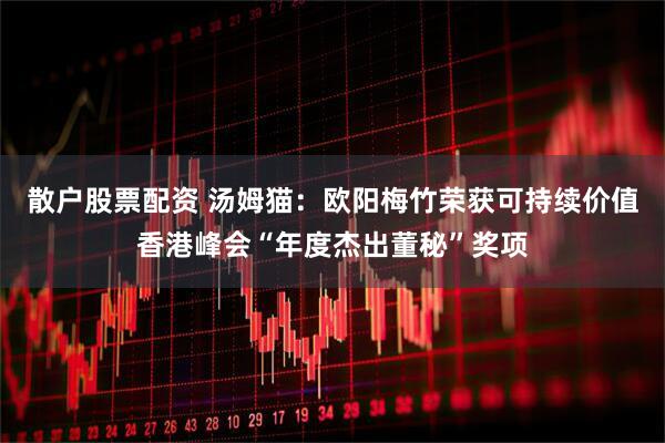 散户股票配资 汤姆猫：欧阳梅竹荣获可持续价值香港峰会“年度杰出董秘”奖项